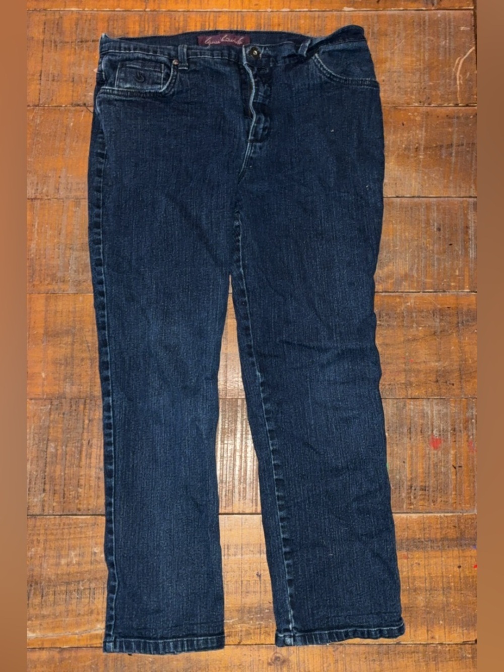 Gloria Vanderbilt Dark Wash Straight Leg Jeans Size 12 Petite Classic Denim